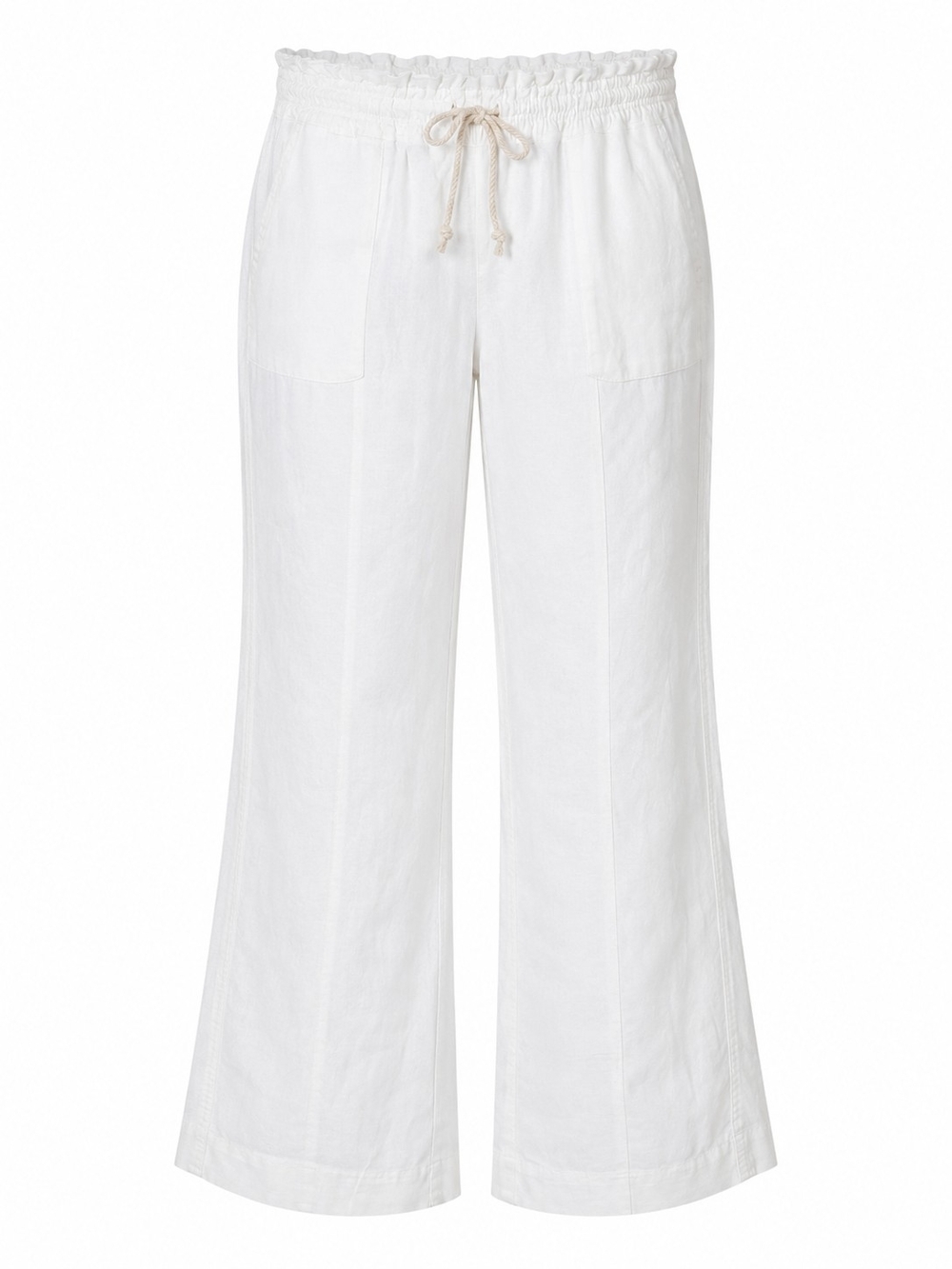 ROXY | White Linen Blend Wide Leg Drawstring Beach Pants | XL‎